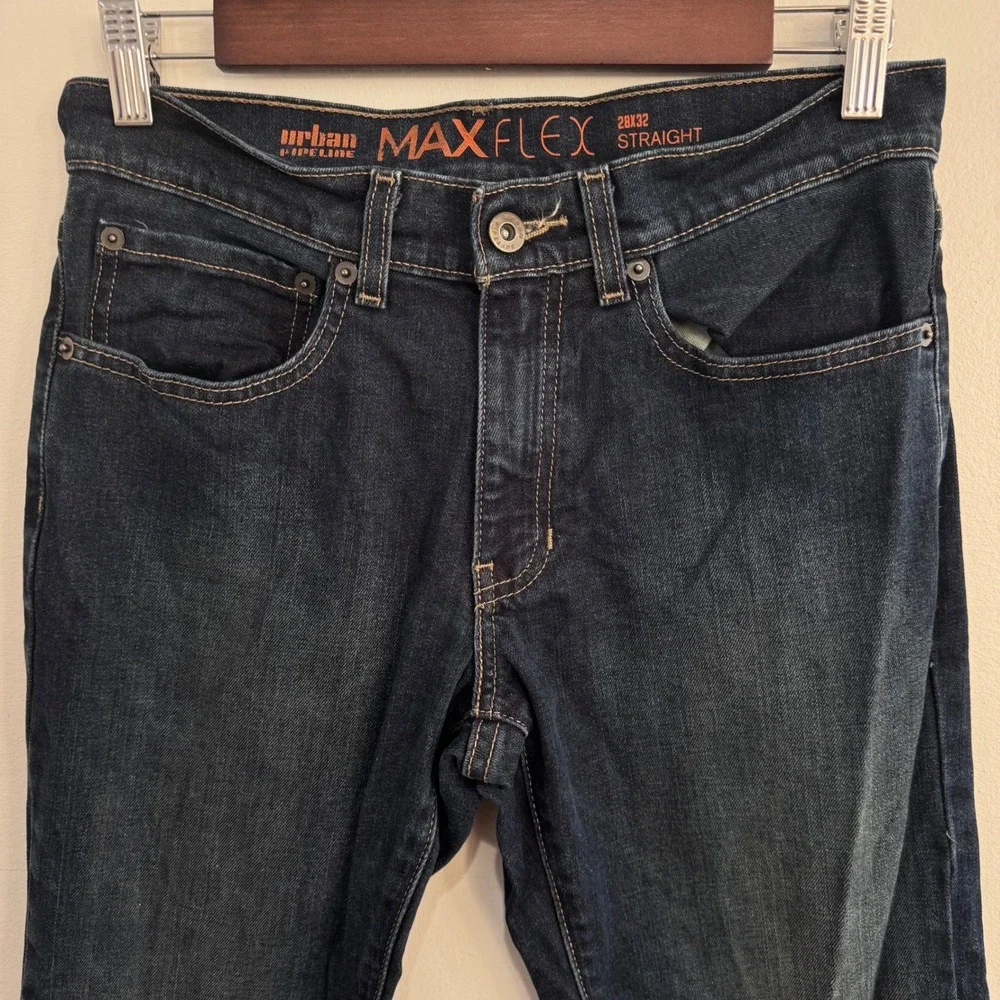 Urban Pipeline Mens Maxflex Straight Dark Wash Denim Jeans‎ Size 28x32